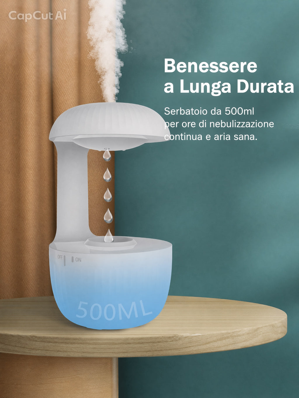 Humidificateur anti-gravité Flowgrid™ - Brumisateur à gouttes en lévitation, design moderne et silencieux