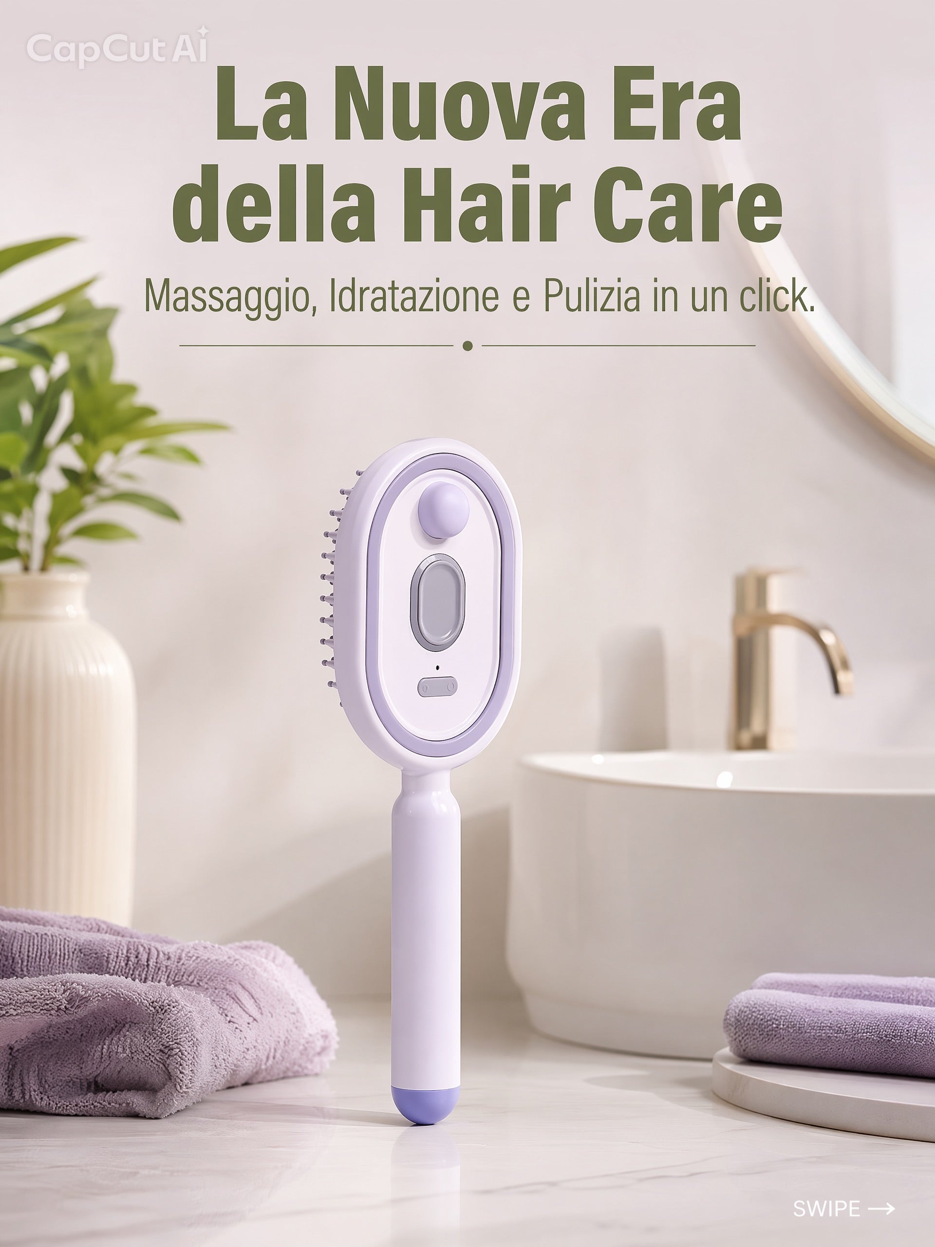 "Brosse professionnelle à nébulisation – Traitement hydratant profond et massage capillaire