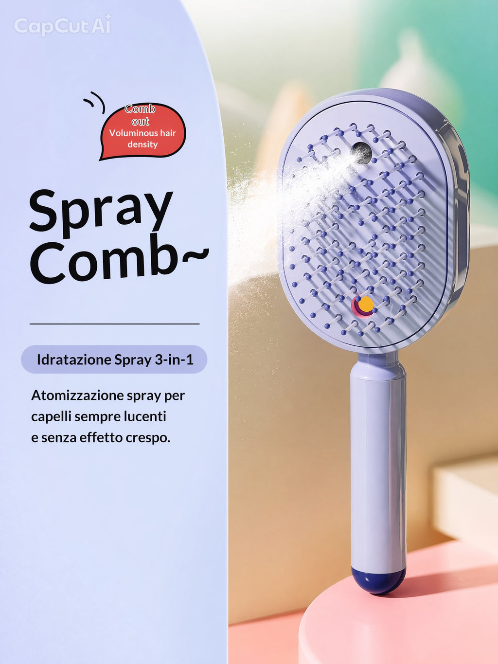 "Brosse professionnelle à nébulisation – Traitement hydratant profond et massage capillaire