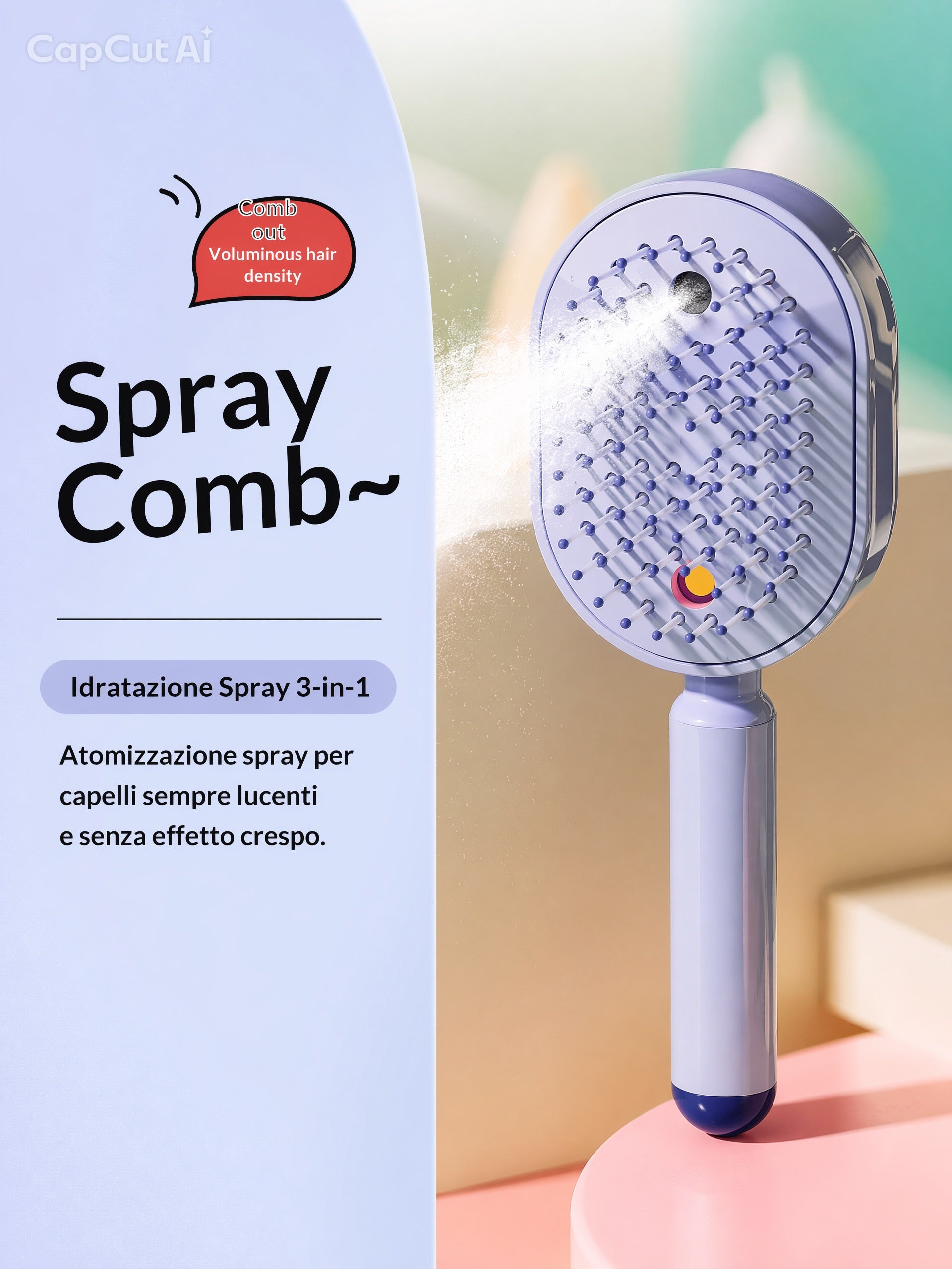 "Brosse professionnelle à nébulisation – Traitement hydratant profond et massage capillaire