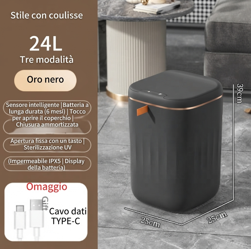 Cestino Rifiuti Automatico con Apertura a Sensore – Design Moderno