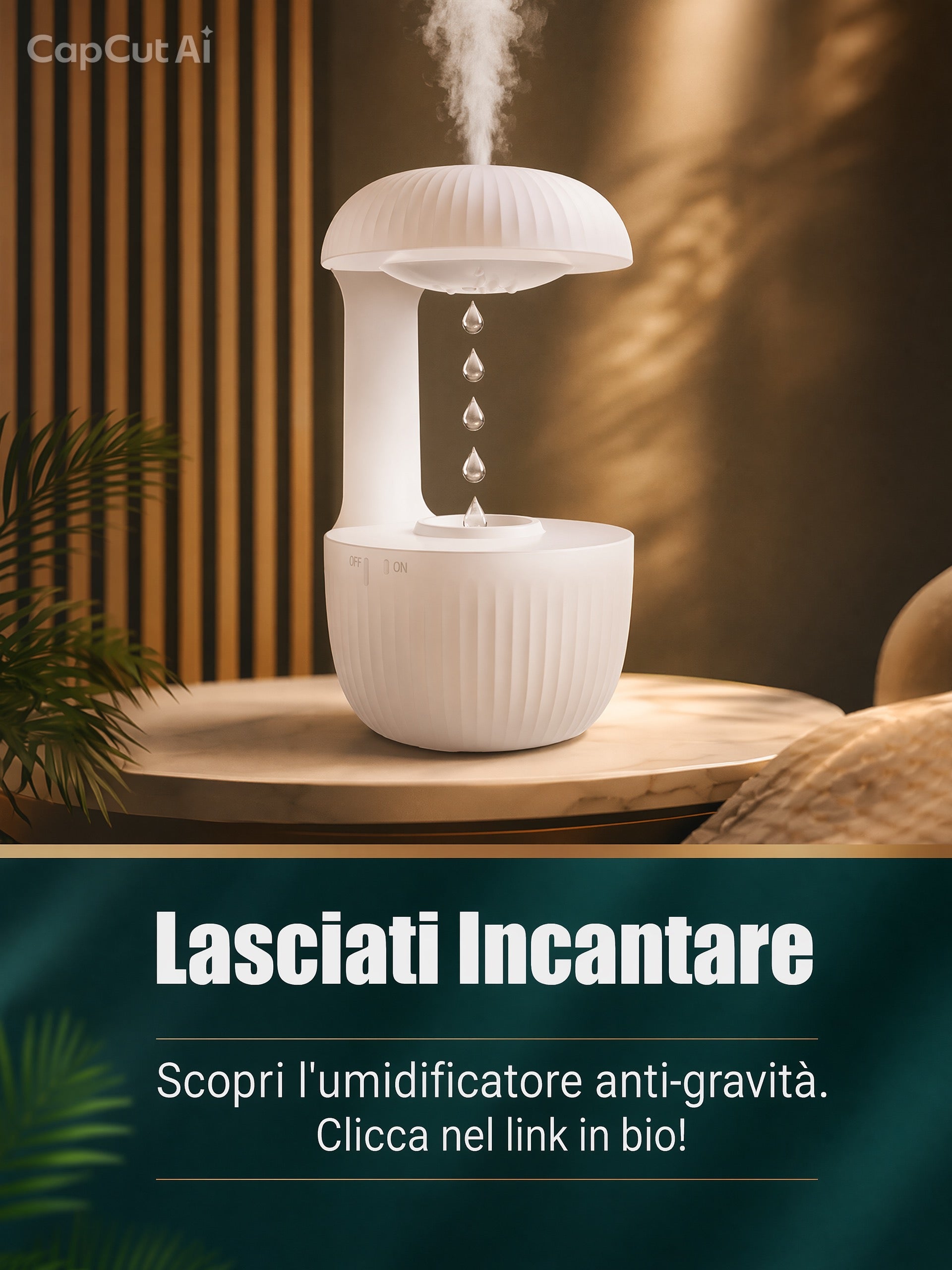 Humidificateur anti-gravité Flowgrid™ - Brumisateur à gouttes en lévitation, design moderne et silencieux