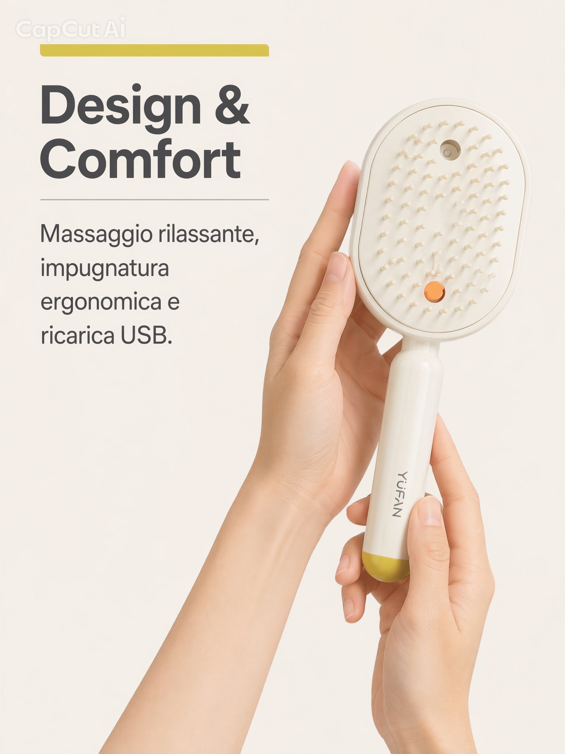 "Brosse professionnelle à nébulisation – Traitement hydratant profond et massage capillaire
