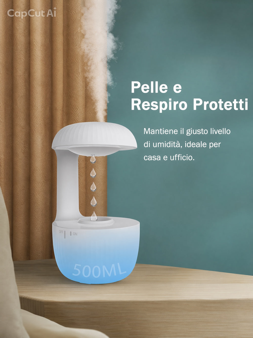 Humidificateur anti-gravité Flowgrid™ - Brumisateur à gouttes en lévitation, design moderne et silencieux
