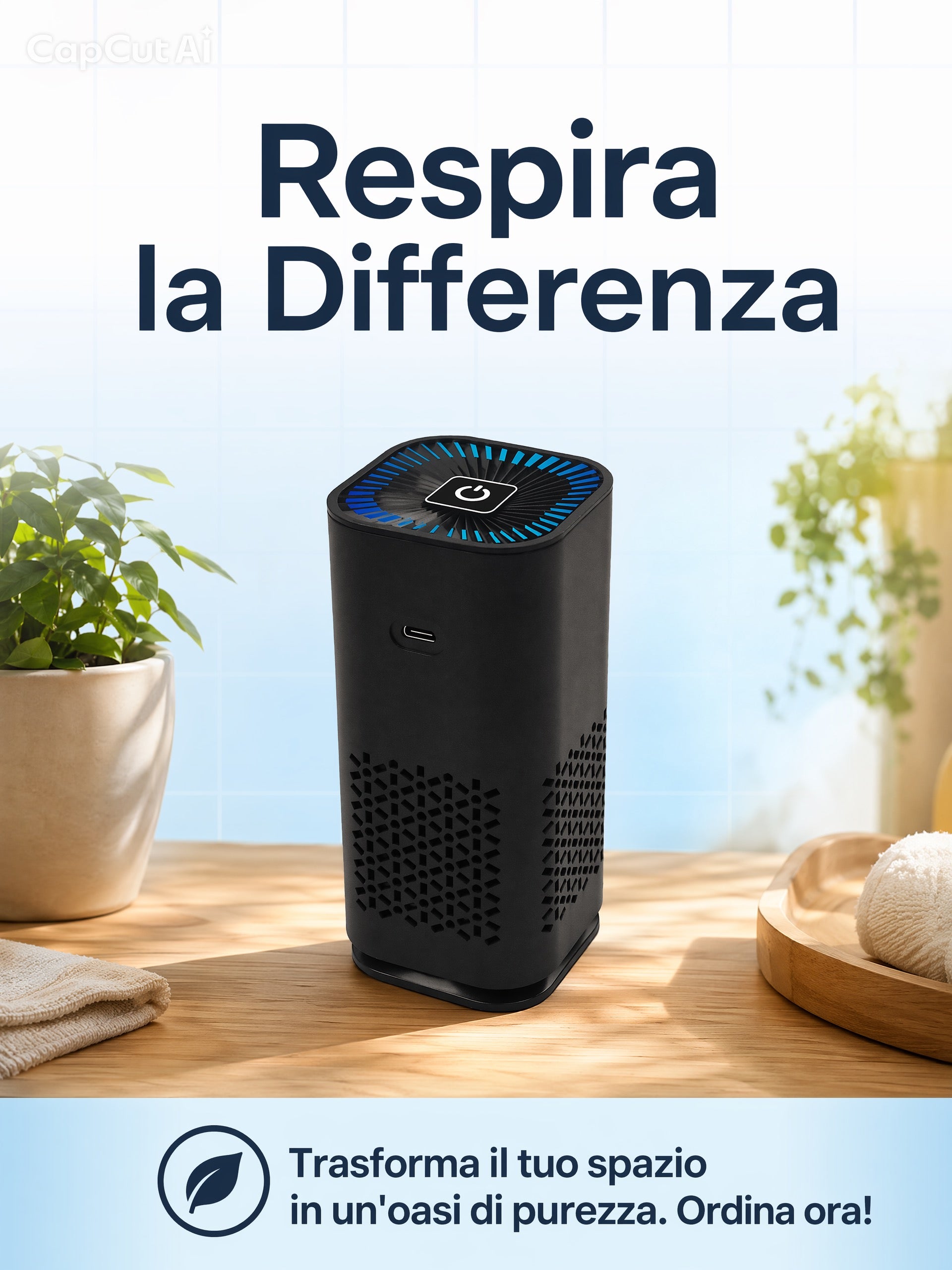 Purificateur d'Air Portable Flowgrid™ – Ioniseur à Ions Négatifs pour Voiture et Maison